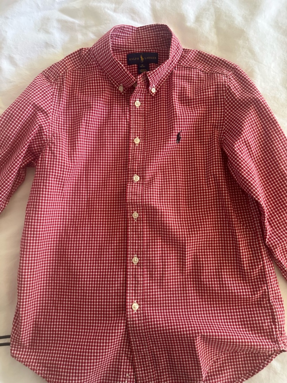 Ralph Lauren Boys Red Gingham Button-Down Shirt - worn once